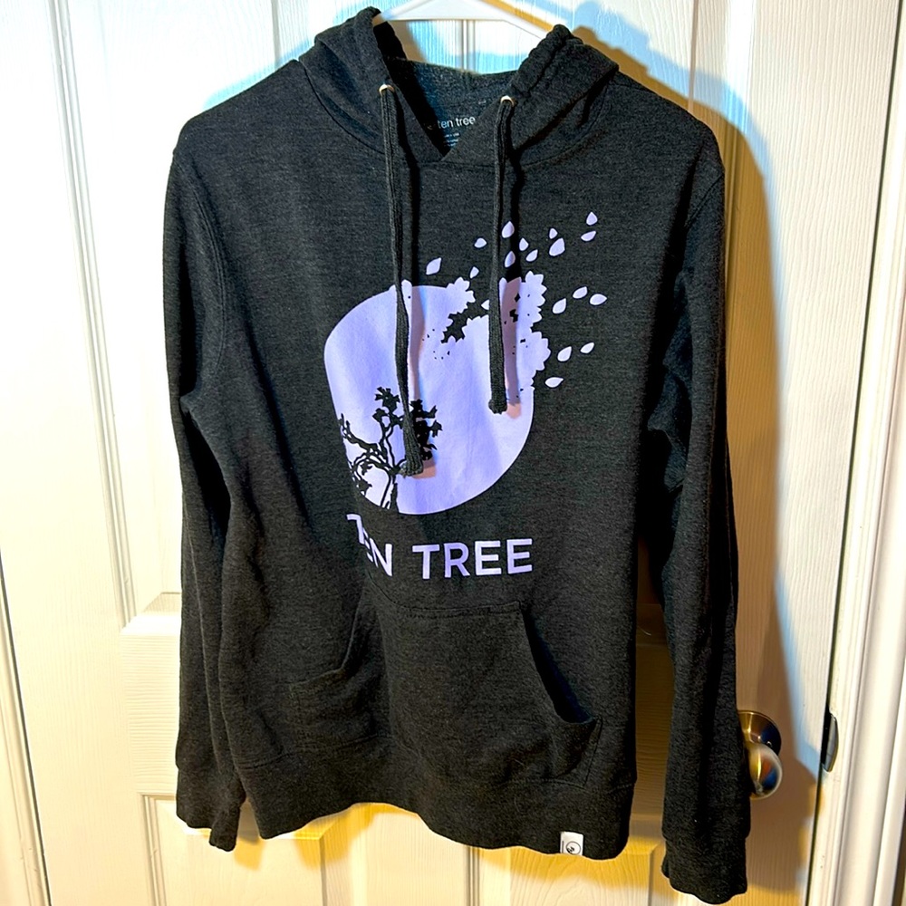 tentree Black Hoodie with Lavender Graphic